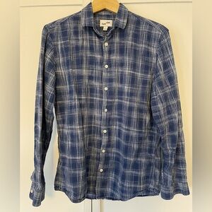 Frank & Oak Blue and White Plaid Button-Down Shirt
